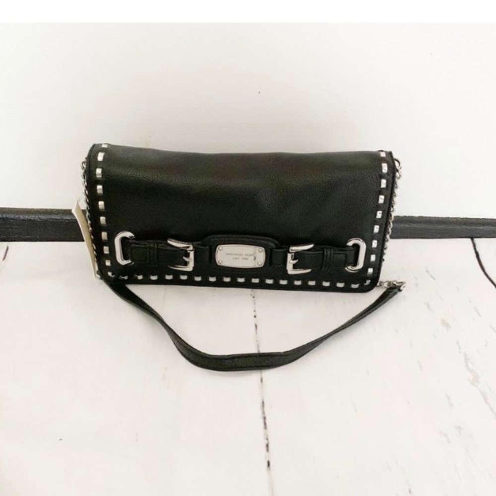 Michael Kors Black Hamilton Whipped Leather Handbag